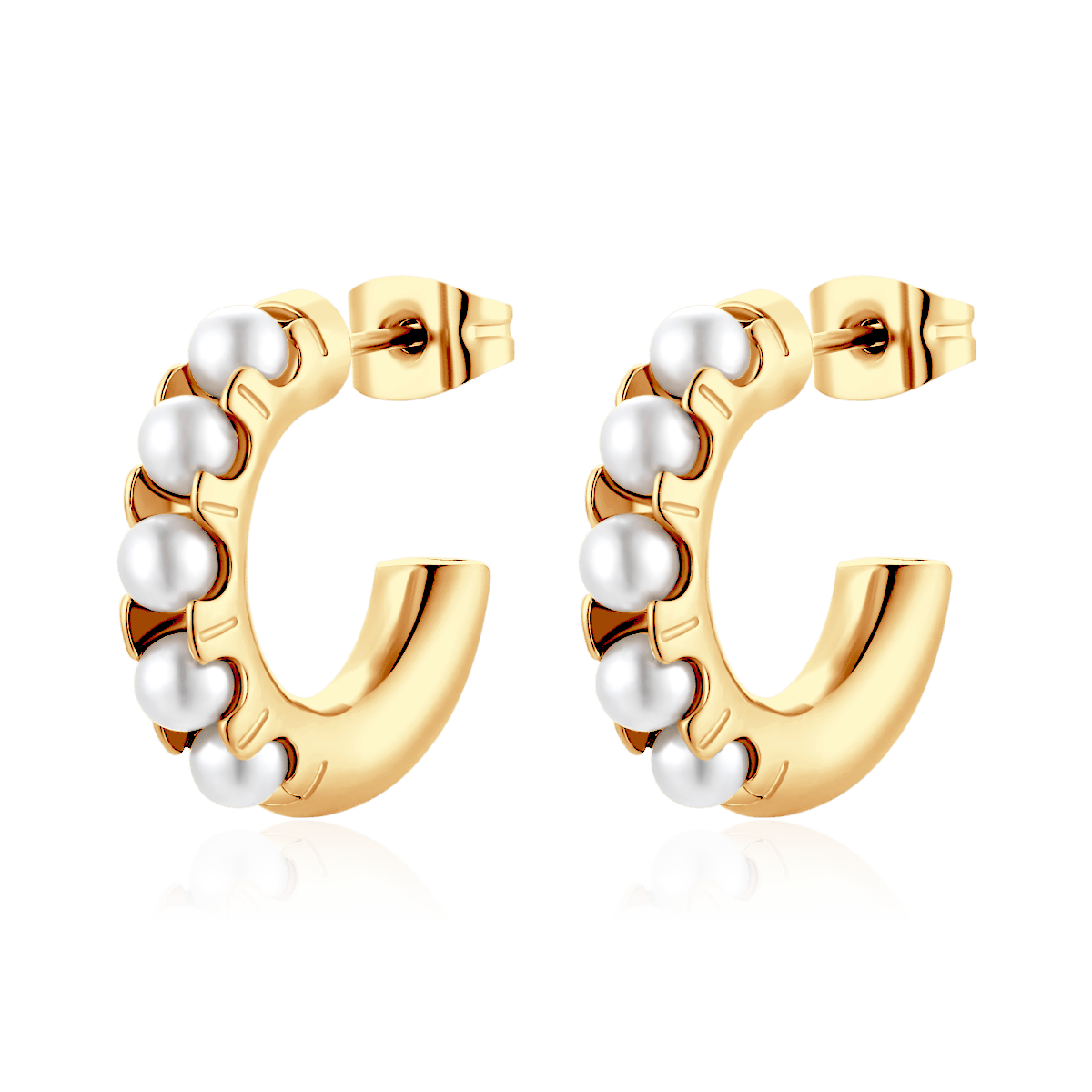 Semihoop Pearlised Earrings