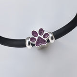 Charm with Ashes in Silver Paw Print