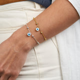 Beaded Bracelet with Turkish Eye Pendant Mother-of-Pearl