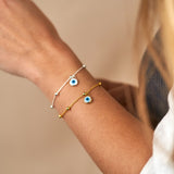 Beaded Bracelet with Turkish Eye Pendant Mother-of-Pearl