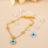 Beaded Bracelet with Turkish Eye Pendant Mother-of-Pearl
