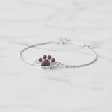 Pet Ashes Bracelet in Silver Paw Print