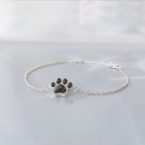 Pet Ashes Bracelet in Silver Paw Print