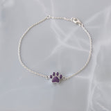 Pet Ashes Bracelet in Silver Paw Print