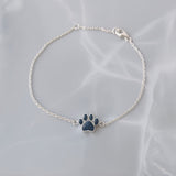 Pet Ashes Bracelet in Silver Paw Print