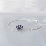 Pet Ashes Bracelet in Silver Paw Print