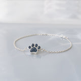 Pet Ashes Bracelet in Silver Paw Print