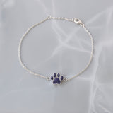 Pet Ashes Bracelet in Silver Paw Print