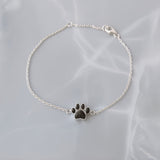 Pet Ashes Bracelet in Silver Paw Print