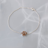 Pet Hair Bracelet with Silver Paw Print
