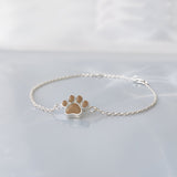 Pet Hair Bracelet with Silver Paw Print