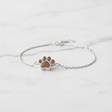 Pet Hair Bracelet with Silver Paw Print
