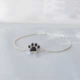 Pet Hair Bracelet with Silver Paw Print