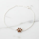 Pet Hair Bracelet with Silver Paw Print