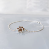 Pet Hair Bracelet with Silver Paw Print