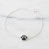 Pet Hair Bracelet with Silver Paw Print