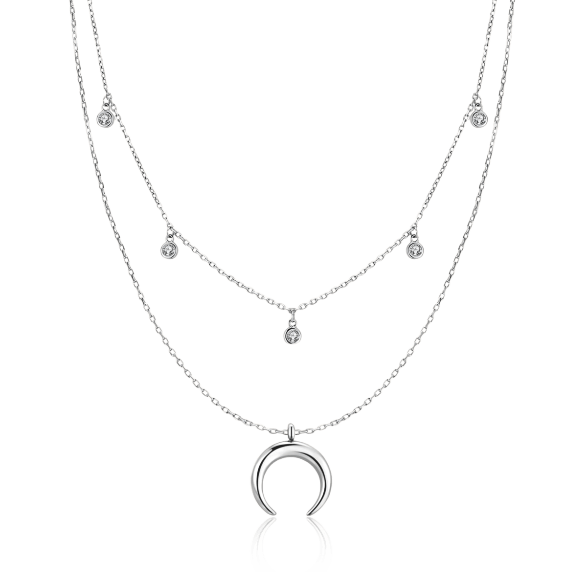 Moon Pendant Collar with Cubic Zirconia