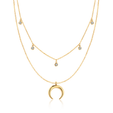 Moon Pendant Collar with Cubic Zirconia