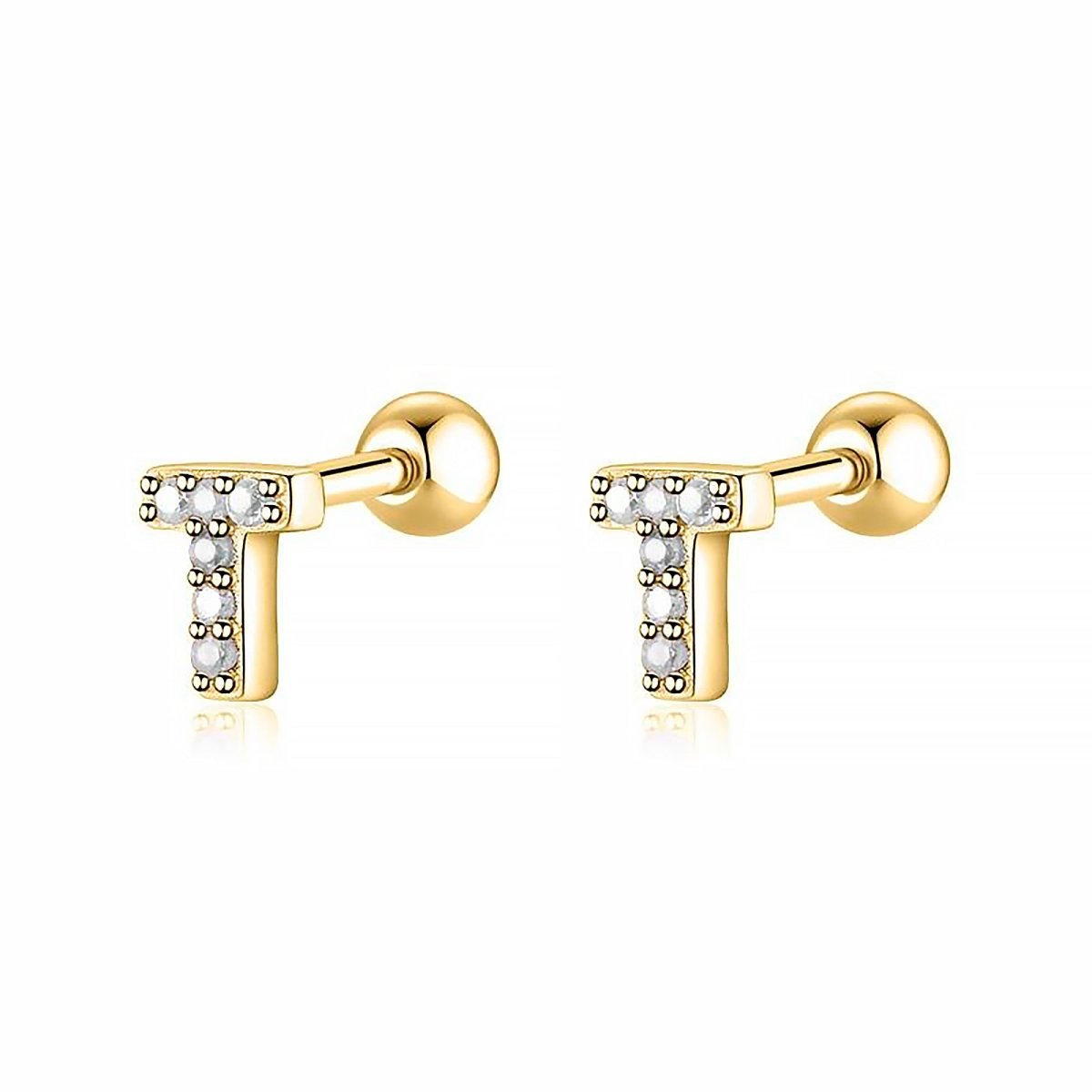 Initial Earrings White