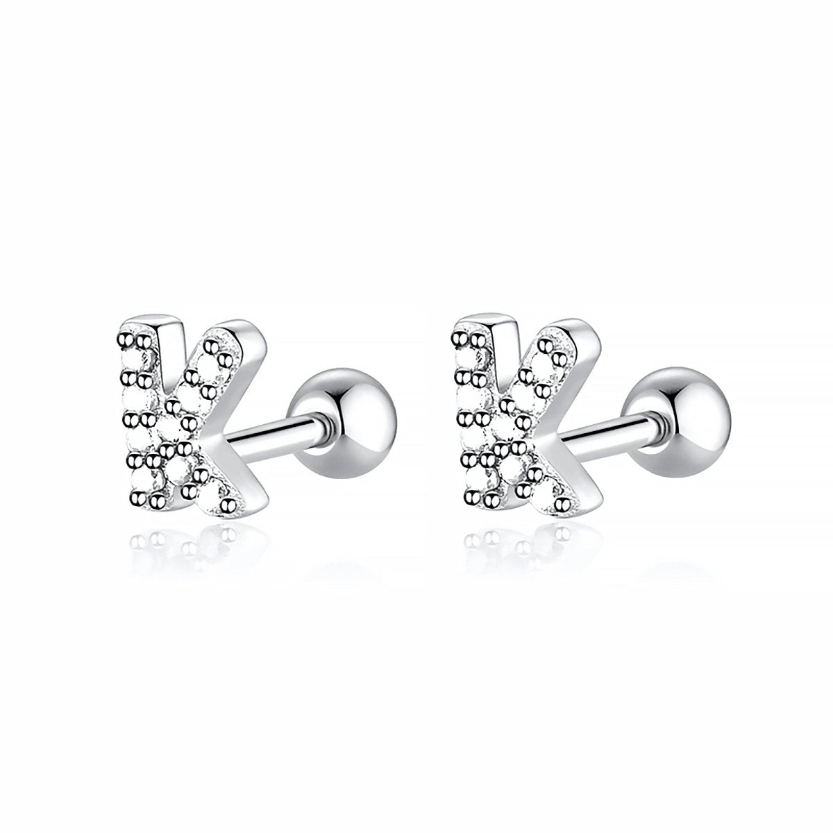 Initial Letter Earring White