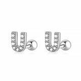 Initial Letter Earring White