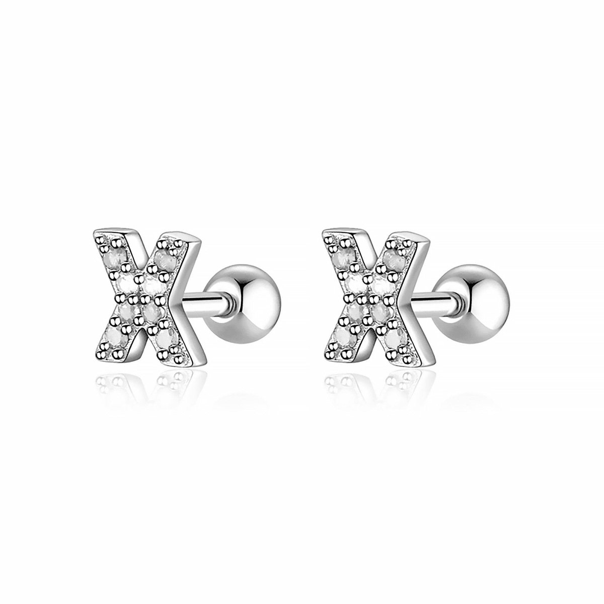 Initial Earrings White