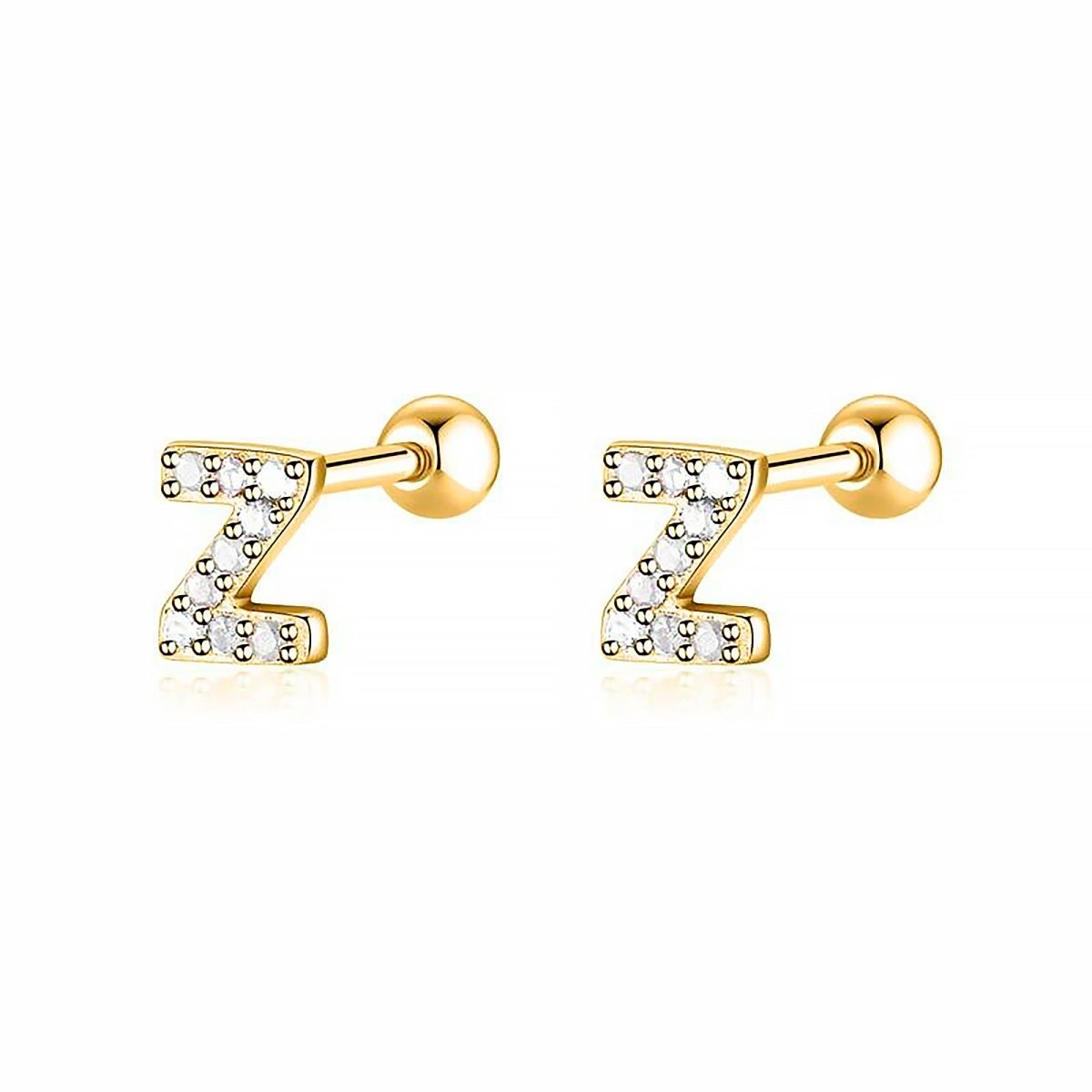 Initial Earrings White