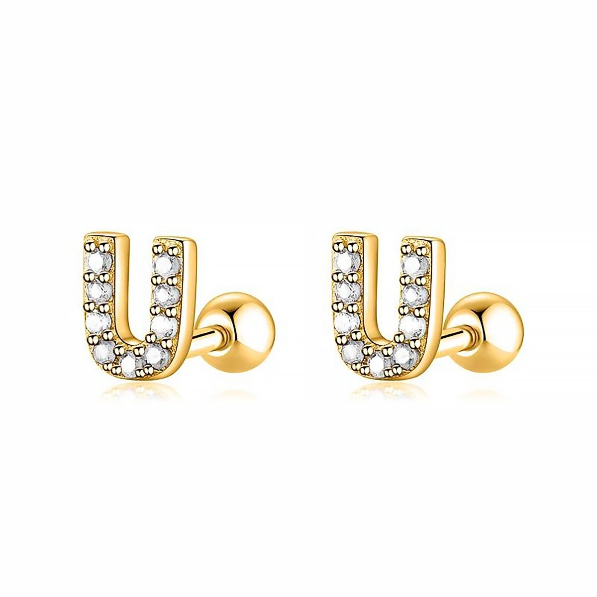 Initial Earrings White