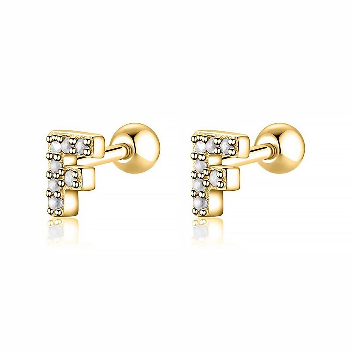 Initial Letter Earring White