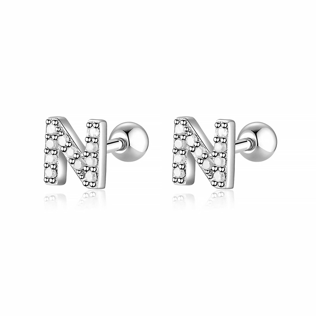 Initial Letter Earring White
