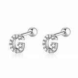 Initial Earrings White