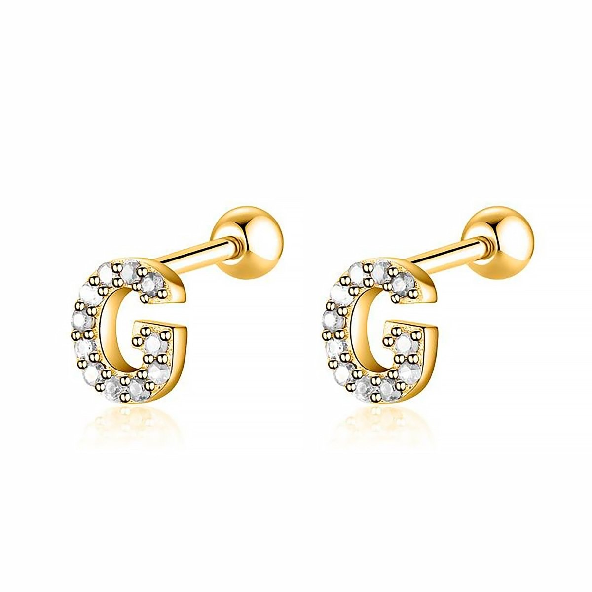 Initial Earrings White