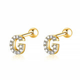 Initial Earrings White