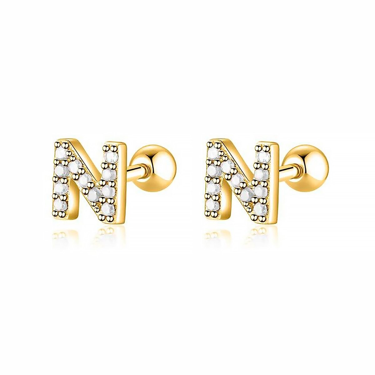 Initial Earrings White