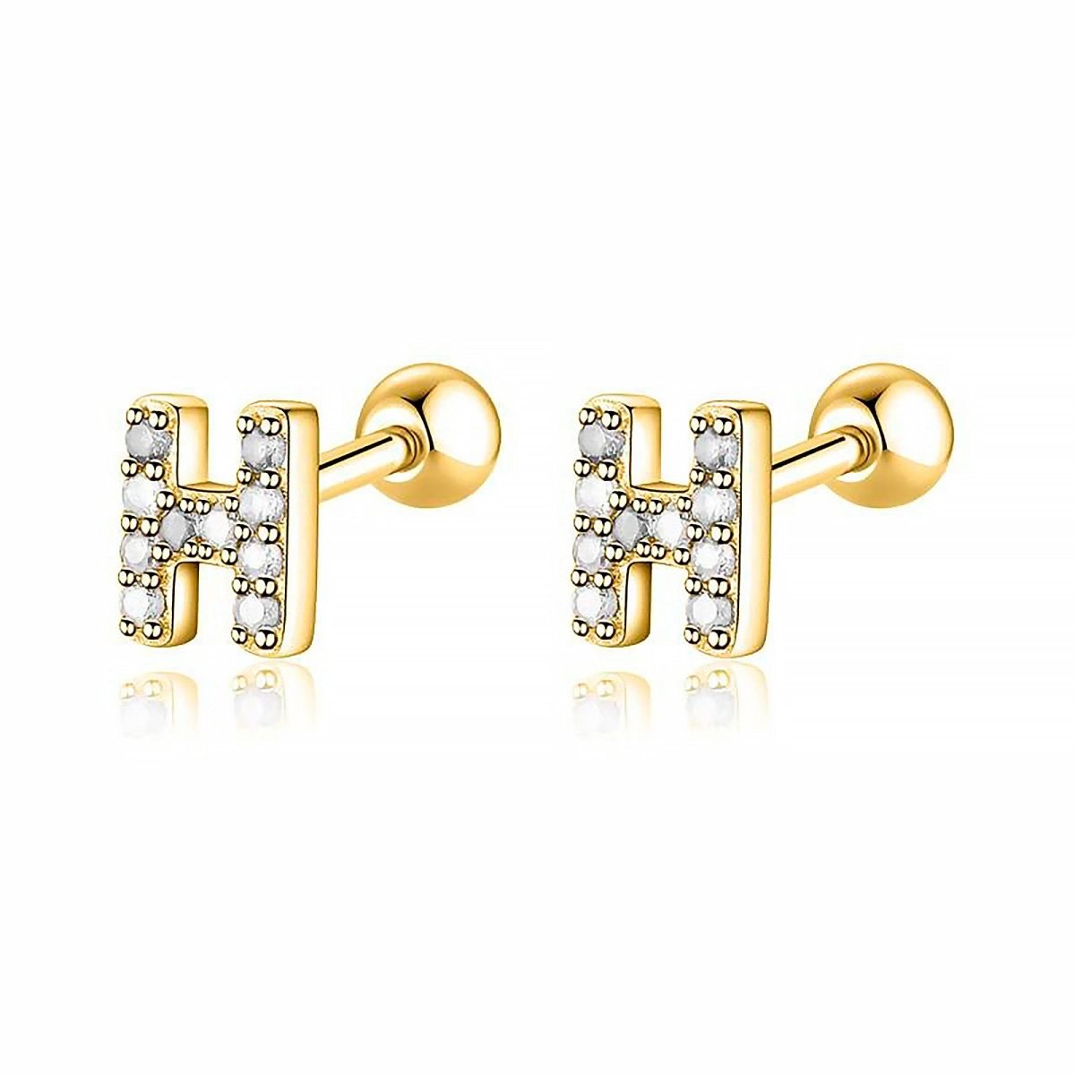 Initial Letter Earring White