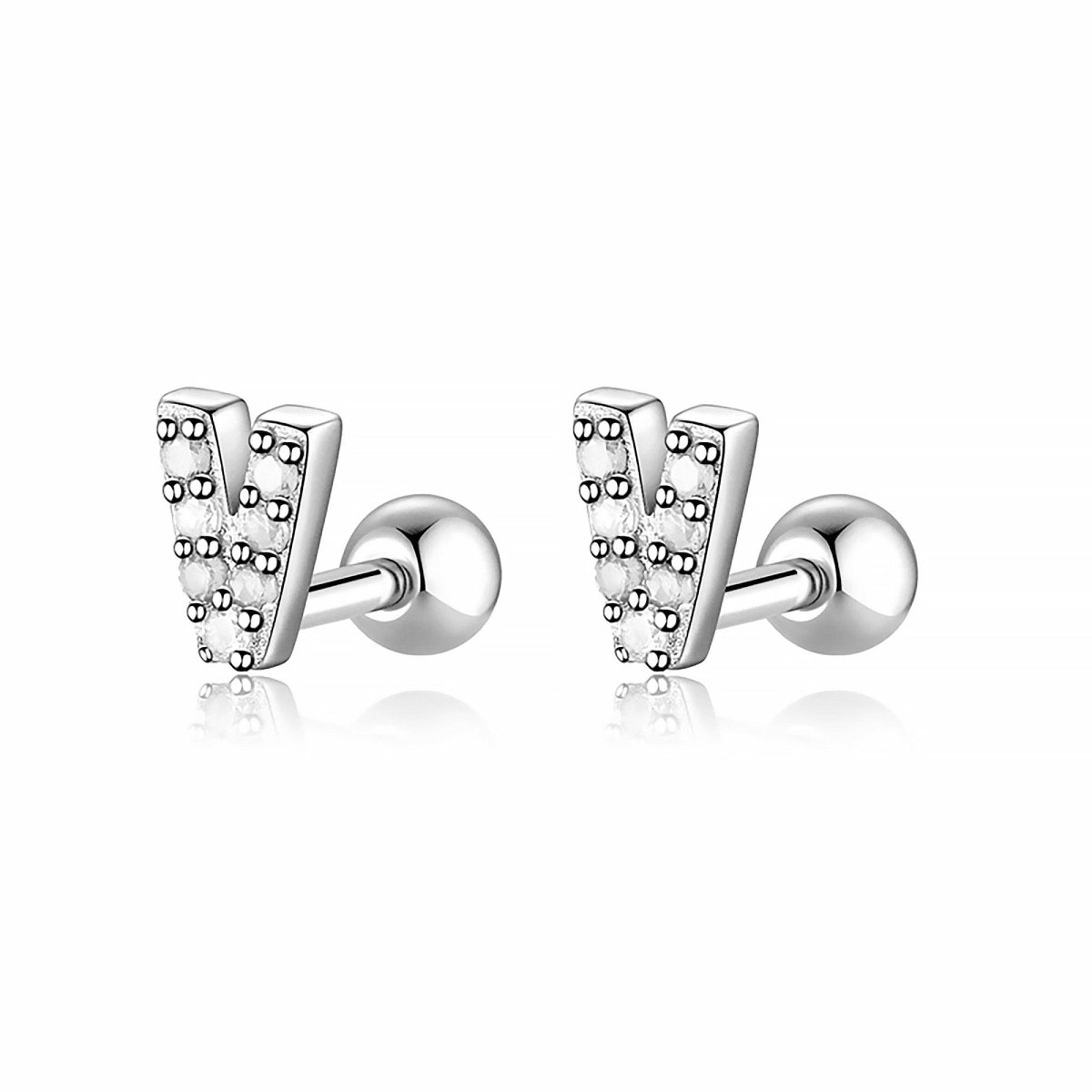 Initial Letter Earring White