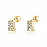 Initial Earrings White