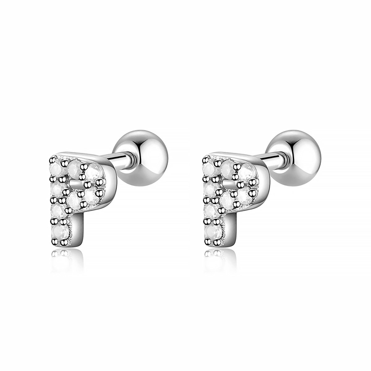 Initial Earrings White