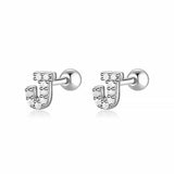 Initial Letter Earring White