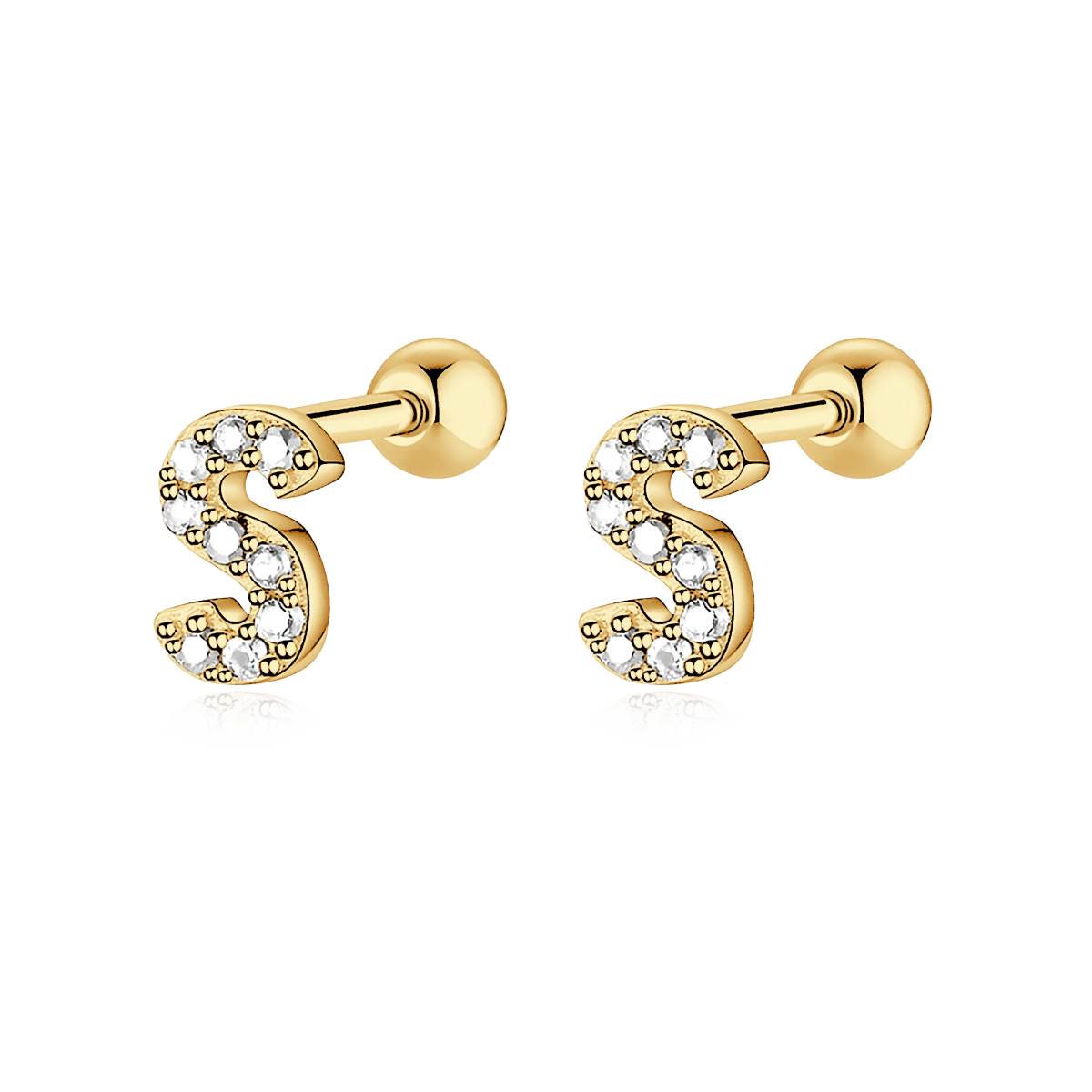 Initial Letter Earring White