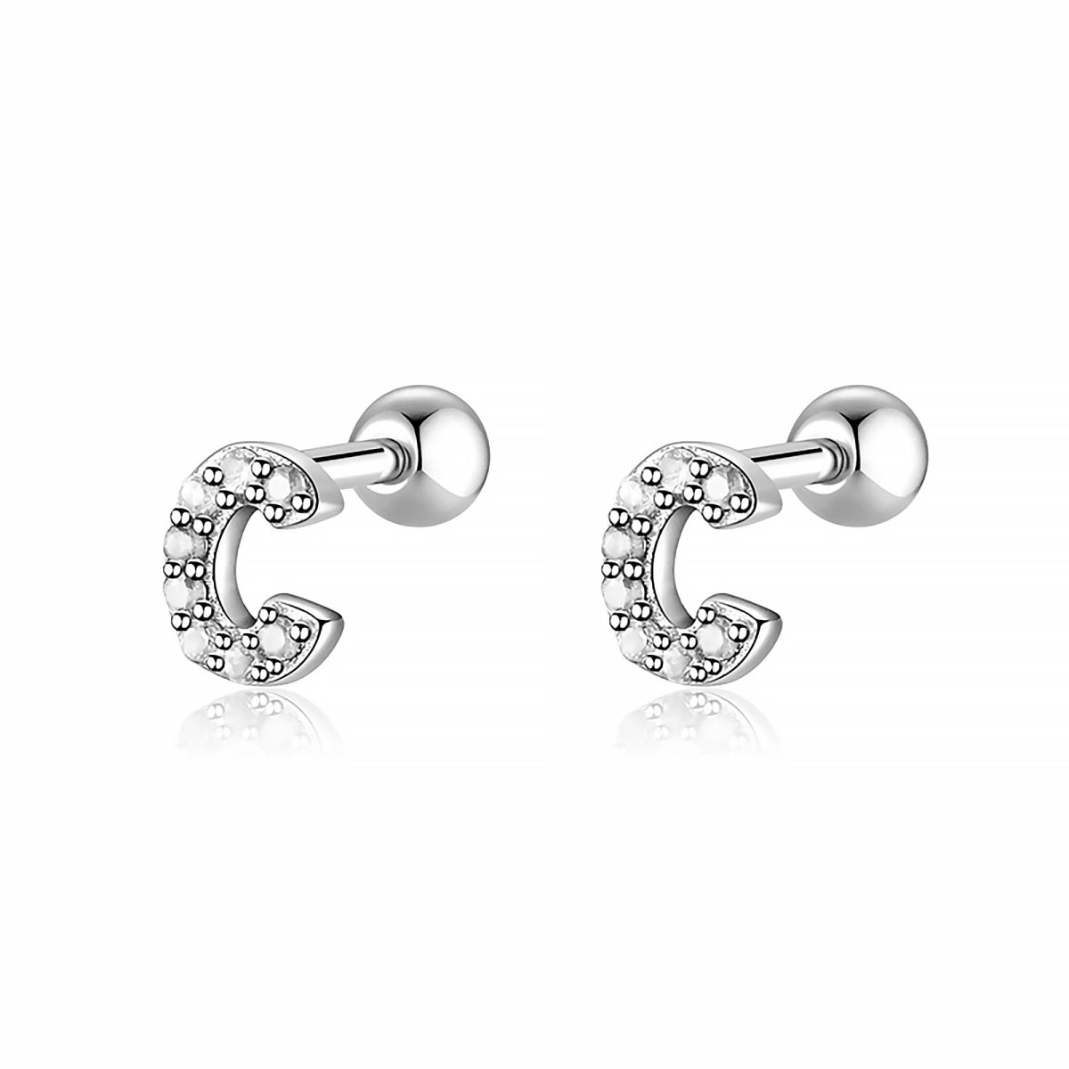 Initial Letter Earring White