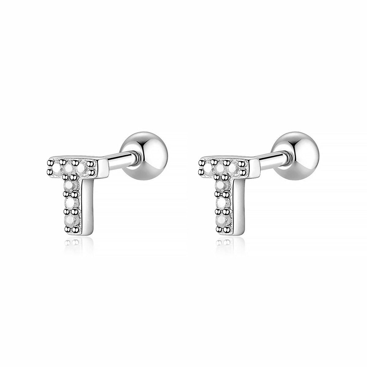 Initial Earrings White