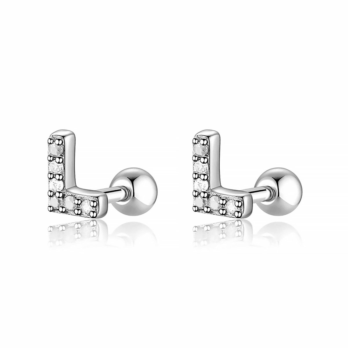 Initial Earrings White