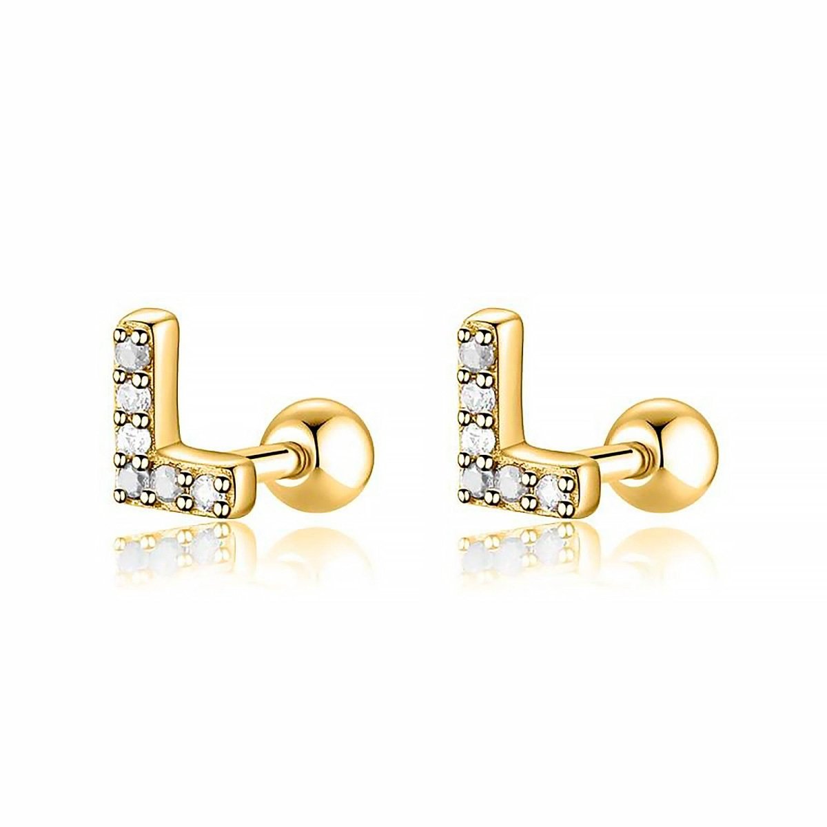 Initial Letter Earring White