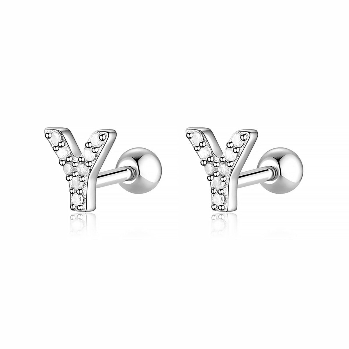 Initial Letter Earring White