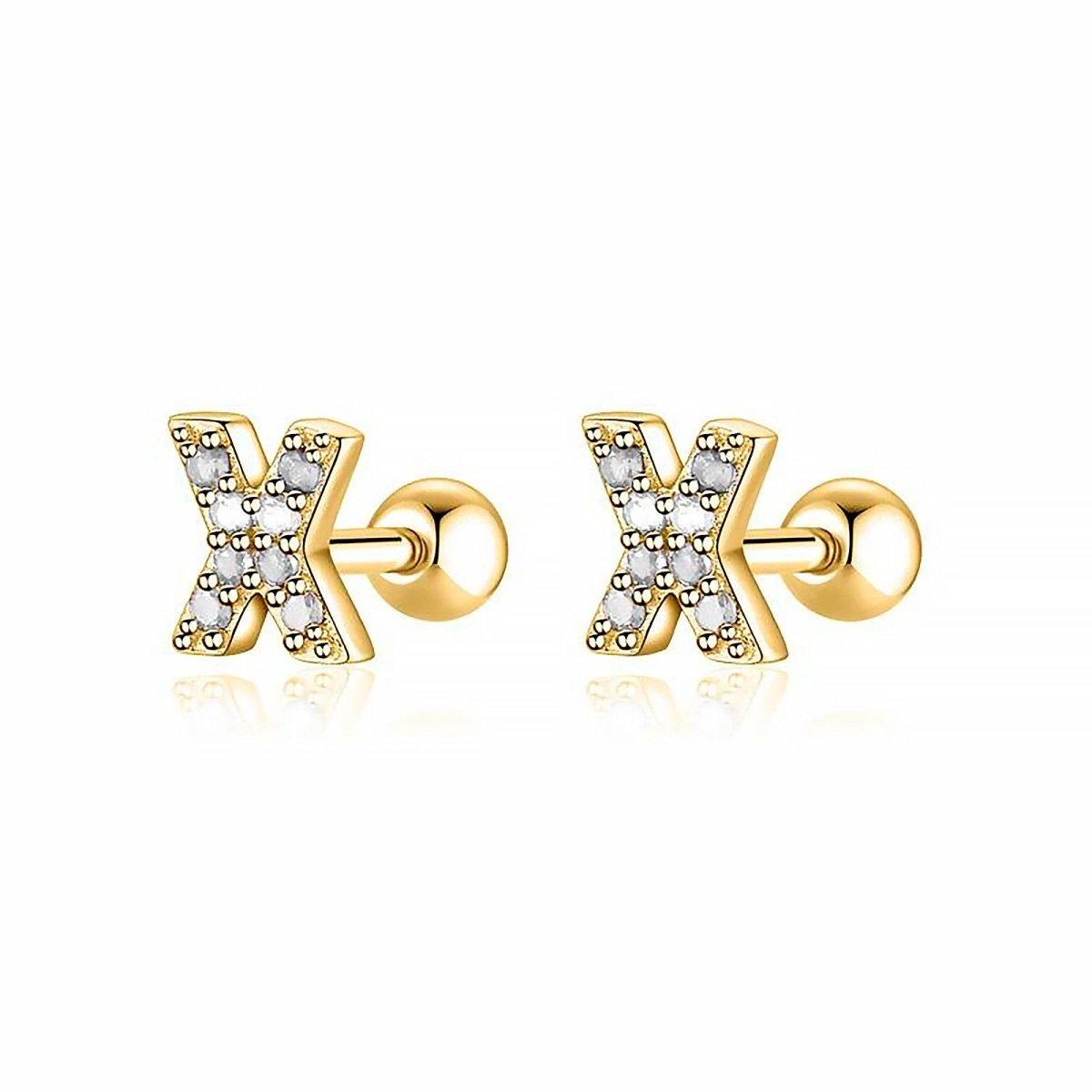 Initial Earrings White
