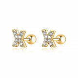 Initial Earrings White