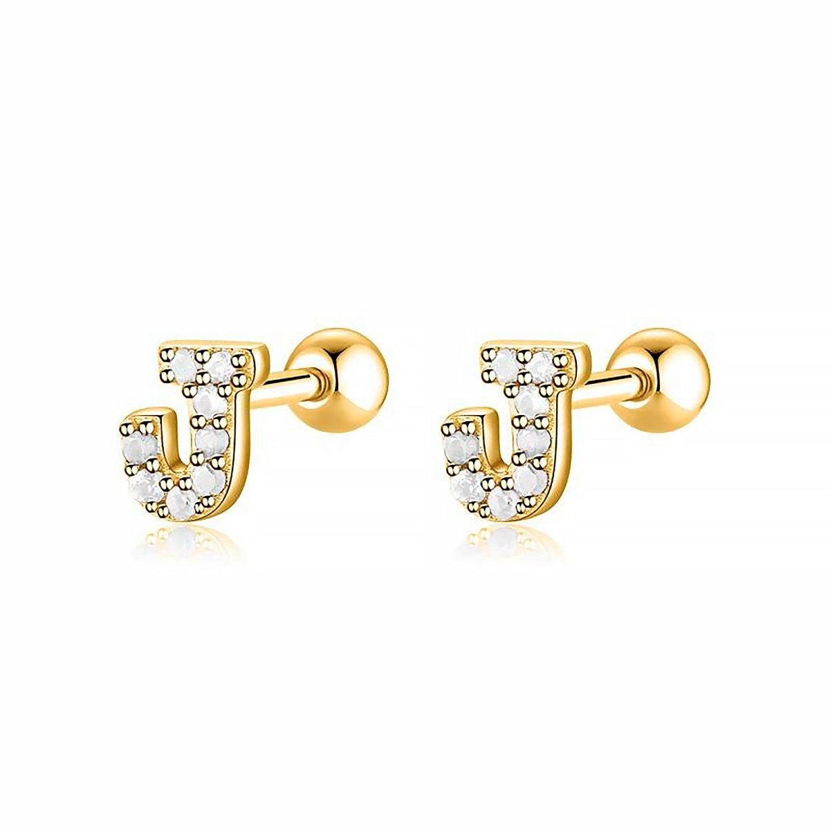 Initial Letter Earring White