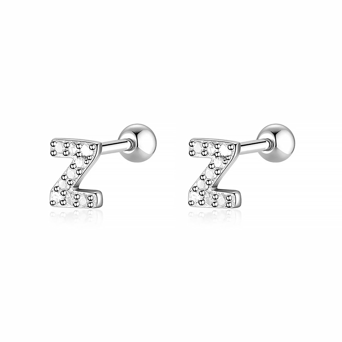 Initial Earrings White