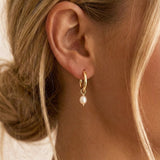 Asymmetrical Pearl Hoop Earrings